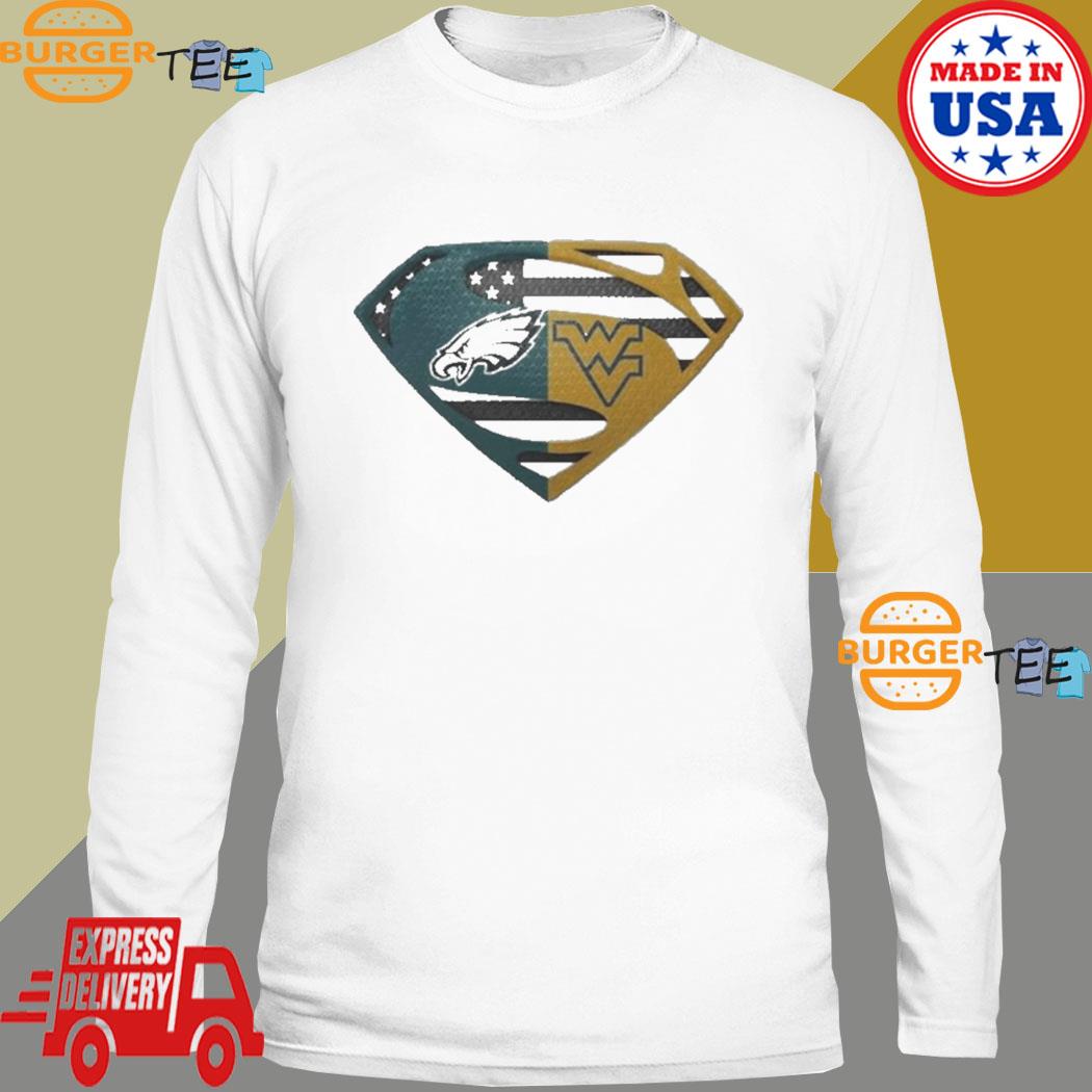 Original Philadelphia Eagles West Virginia Mountaineers Superman Logo Us  Flag Shirt - Freedomdesign