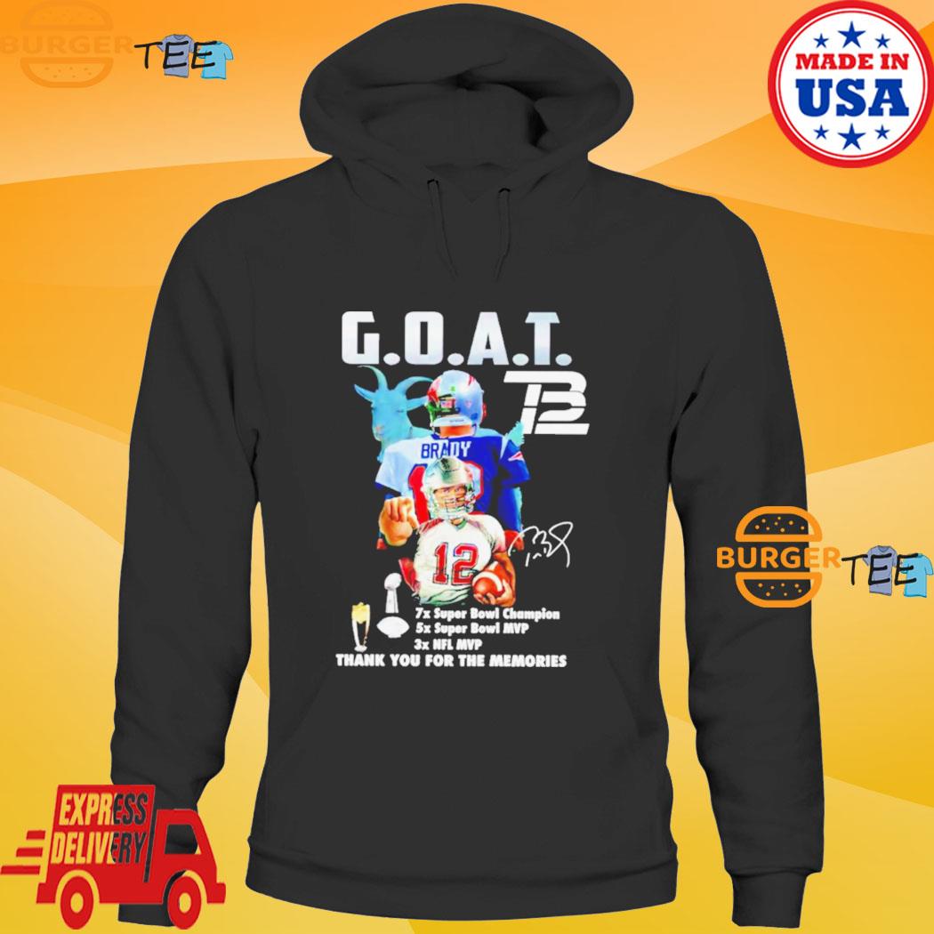 Official goat Tom Brady thank you for the memories signature T-shirt,  hoodie, sweater, long sleeve and tank top