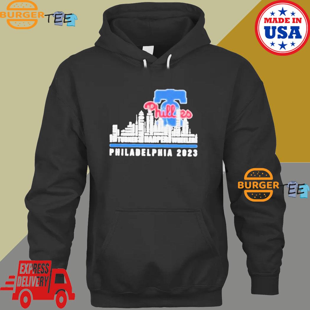 Official Philadelphia phillies 2023 season team players names in city T- shirt, hoodie, sweater, long sleeve and tank top