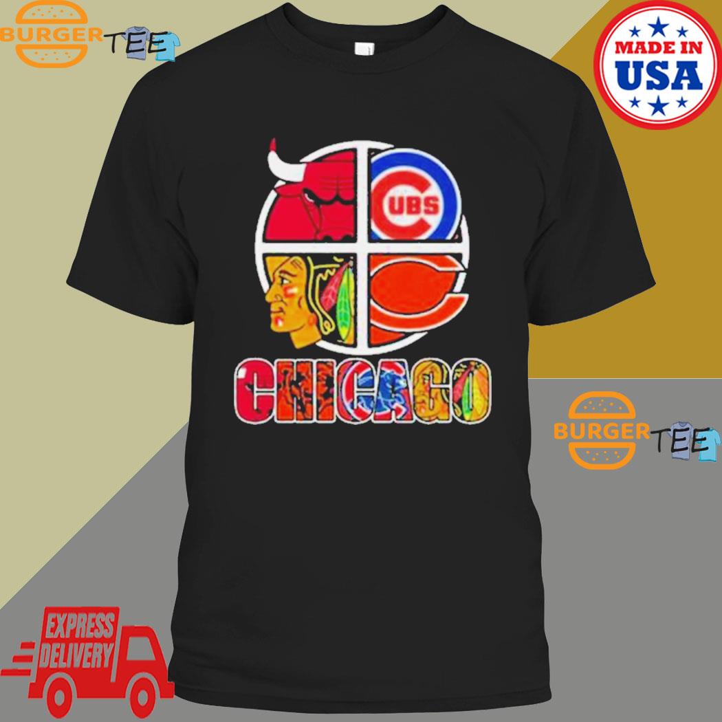 Official chicago bulls chicago bears and Chicago Cubs logo teams new design  2023 t-shirt, hoodie, sweater, long sleeve and tank top