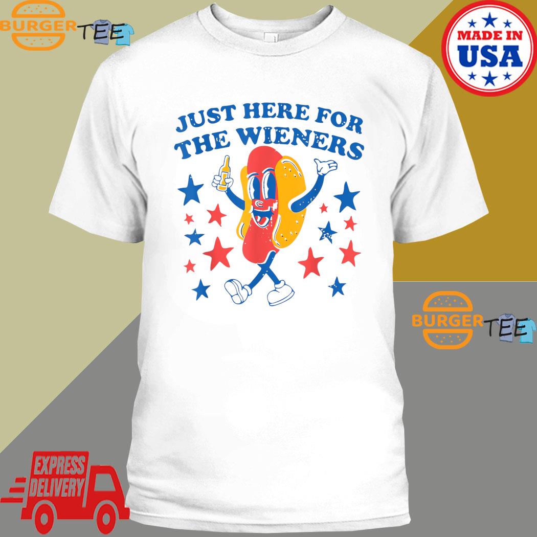 Funny Hot Dog I'm Just Here For The Wieners Usa 4th Of July Shirt