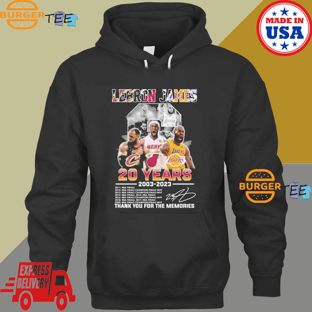 Lebron James 20 Years 2003 2023 Champions Thank You For The Memories Shirt,  hoodie, sweater, long sleeve and tank top