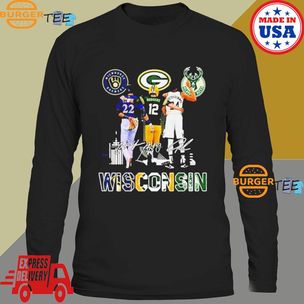 The Wisconsin Sport Team With Milwaukee Brewers Milwaukee Bucks Wisconsin  Badgers And Green Bay Packers Shirt, hoodie, sweater, long sleeve and tank  top