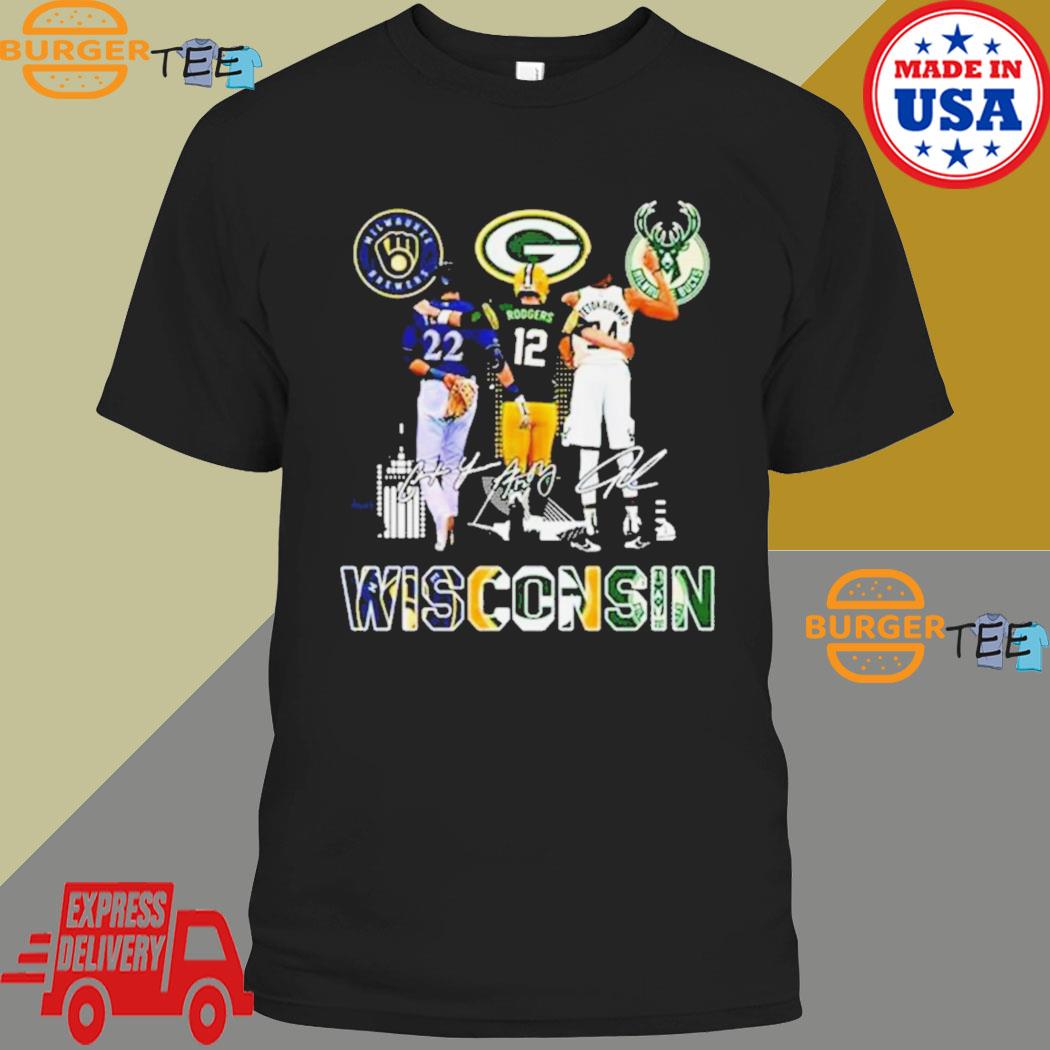 The Wisconsin Sport Team With Milwaukee Brewers Milwaukee Bucks Wisconsin  Badgers And Green Bay Packers Shirt, hoodie, sweater, long sleeve and tank  top