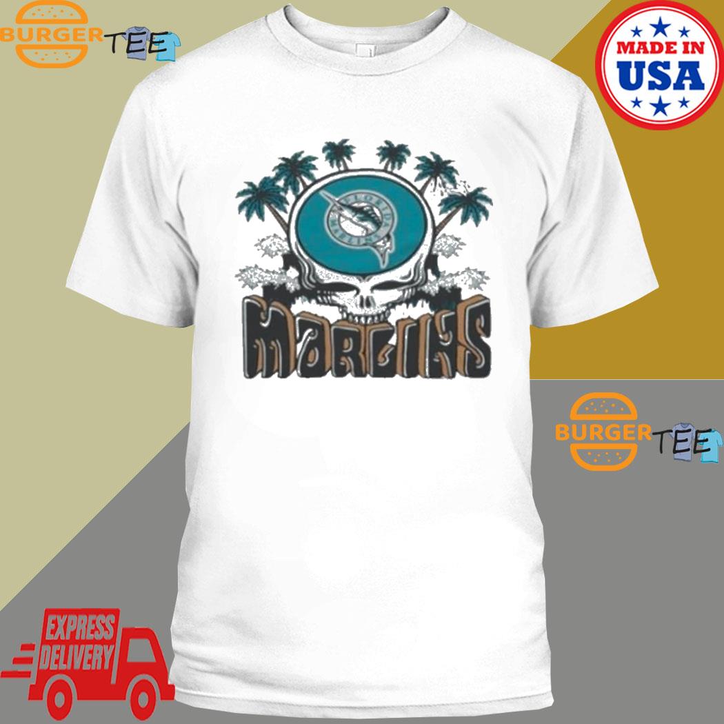 Mlb x grateful dead x marlins skull shirt, hoodie, sweater, long sleeve and  tank top