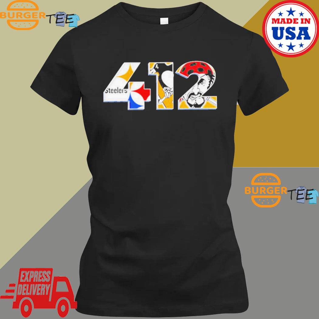 Pittsburgh 412 Steelers Penguins Pirates Hoodie T-Shirt, 2x