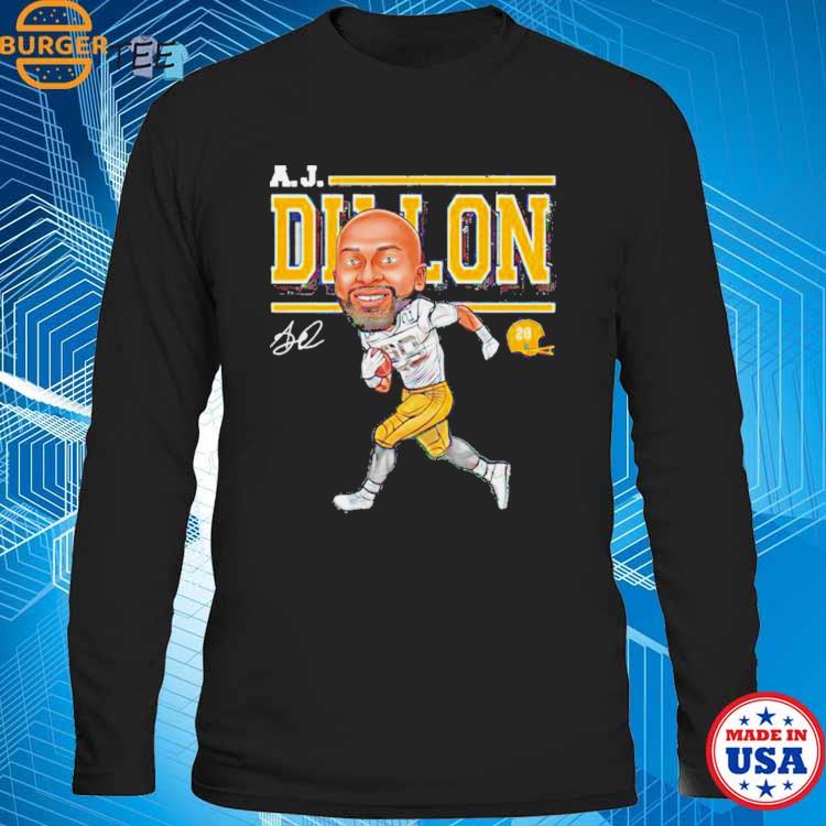 A.J. Dillon Green Bay Cartoon Signature Shirt - Reallgraphics