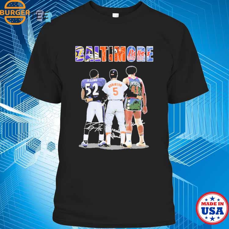 Baltimore Ravens Lewis Orioles Robinson Bullets Unselo Signatures Shirt