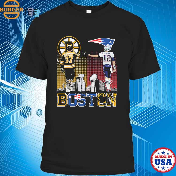 Boston Bruins bergeron and new england patriot Tom Brady champions