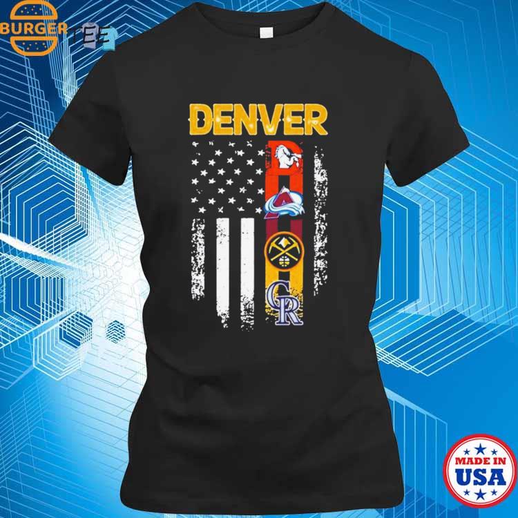 Official colorado rockies denver nuggets denver broncos Colorado avalanche  with usa flag T-shirts, hoodie, tank top, sweater and long sleeve t-shirt