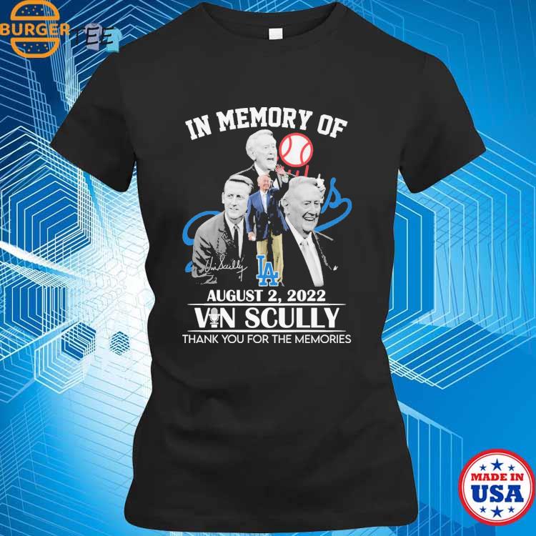 Official in Memory Of August 2, 2022 Vin Scully Thank You For The Memories  T-Shirt, hoodie, sweater, long sleeve and tank top