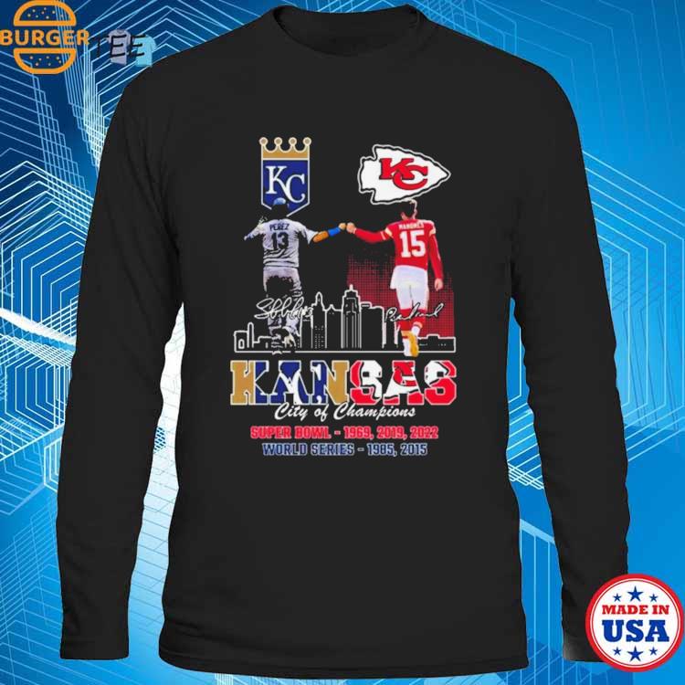 Official kansas Chiefs city patrick mahomes and city royals perez city of  champions signatures 2023 T-shirts, hoodie, tank top, sweater and long  sleeve t-shirt