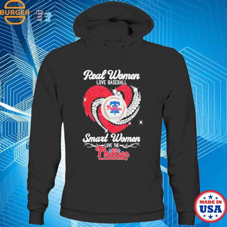 Real women love baseball smart women love the Philadelphia Phillies diamond  heart logo shirt, hoodie, sweater, long sleeve and tank top