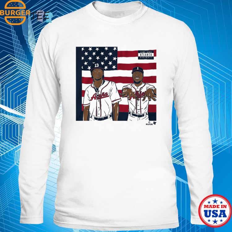 Atlanta Braves Ozzie Albies Swing T-Shirt from Homage. | Grey | Vintage Apparel from Homage.