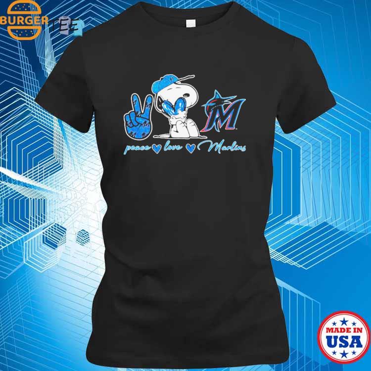 Miami Marlins Peace Love Marlins Snoopy Shirt, hoodie, longsleeve,  sweatshirt, v-neck tee