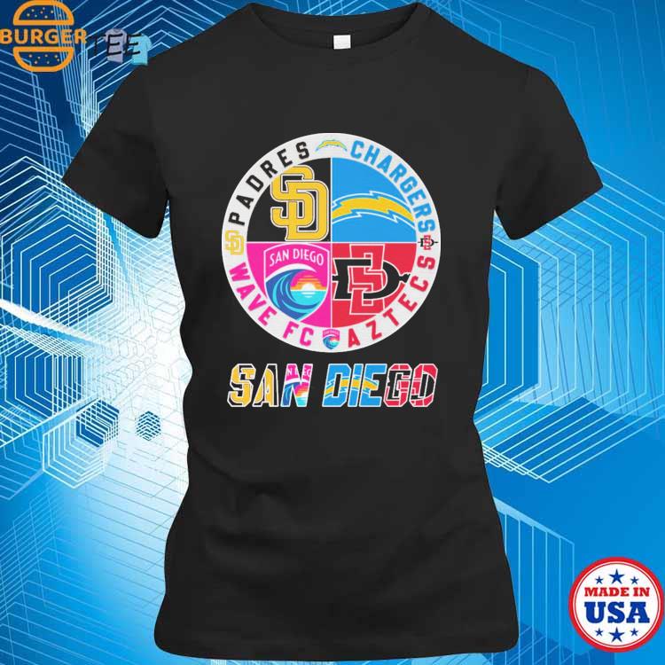 Awesome san Diego Chargers Aztecs Wave Padres logo 2023 shirt