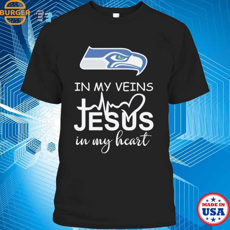 Seattle Seahawks Logo 2023 In My Veins Jesus In My Heart shirt, hoodie,  longsleeve, sweatshirt, v-neck tee