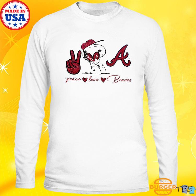 Snoopy Atlanta braves peace love braves art design t-shirt, hoodie