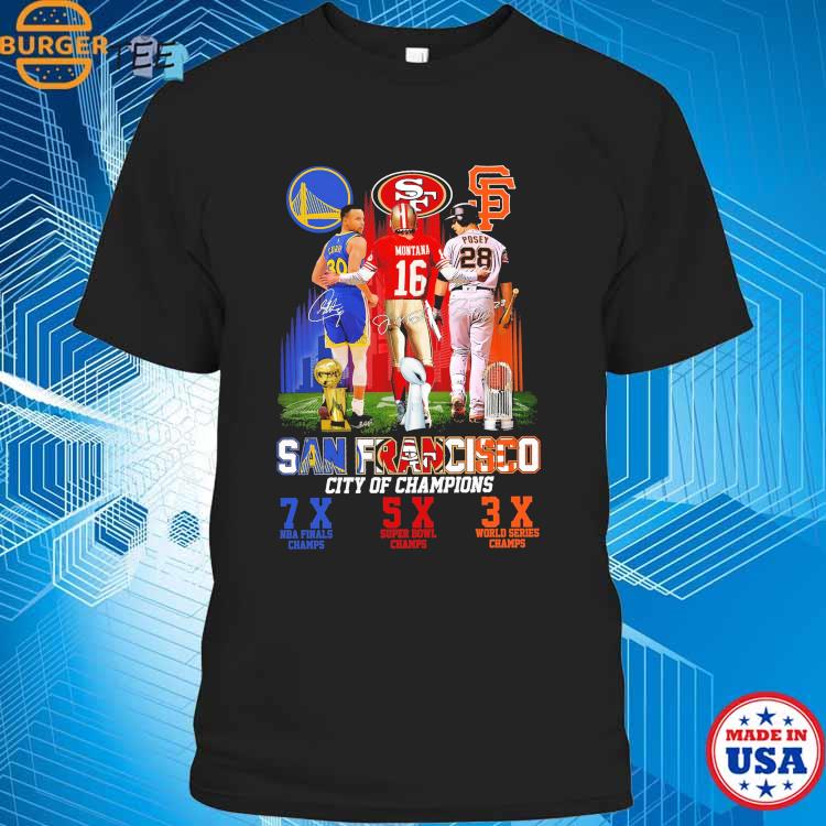 Official San francisco city buster posey Joe Montana stephen curry  signatures T-shirt, hoodie, tank top, sweater and long sleeve t-shirt