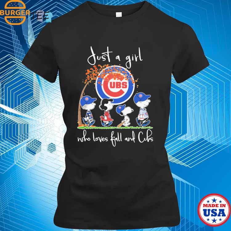 Just A Girl Who Loves Fall And Peanuts Snoopy Chicago Cubs Shirt