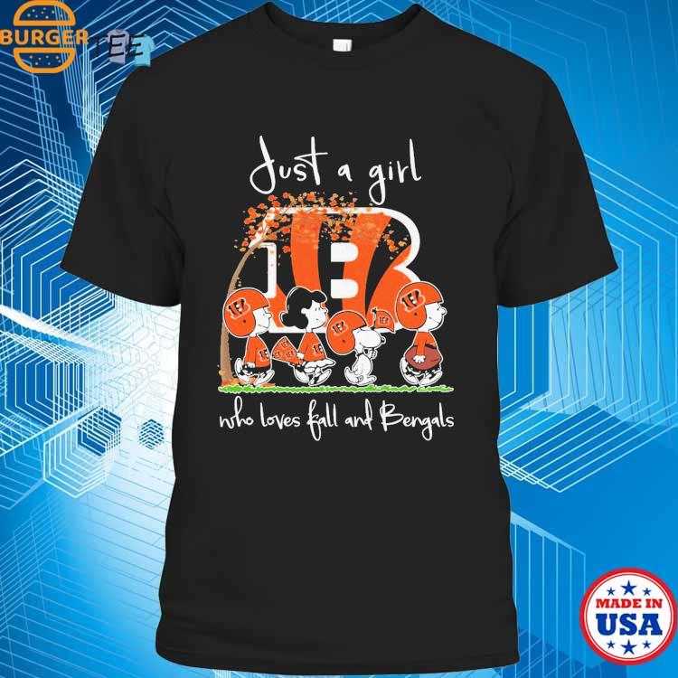 The Peanuts Just A Girl Who Loves Fall And Cincinnati Bengals shirt,  hoodie, sweater, long sleeve and tank top