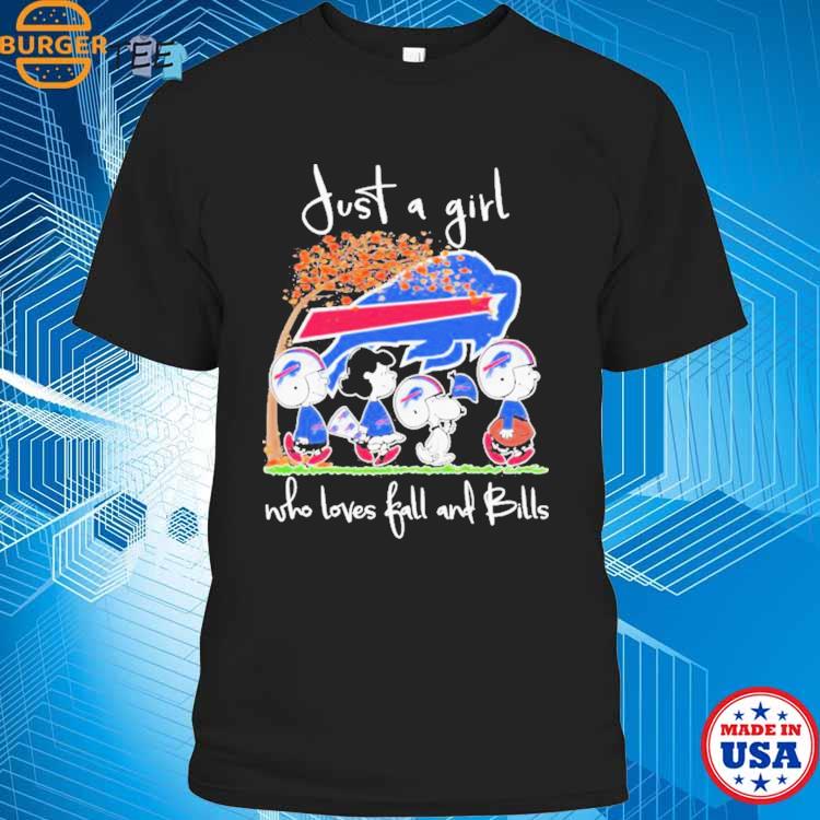 Snoopy Peanuts Just A Girl Who Loves Fall And Buffalo Bills Shirt