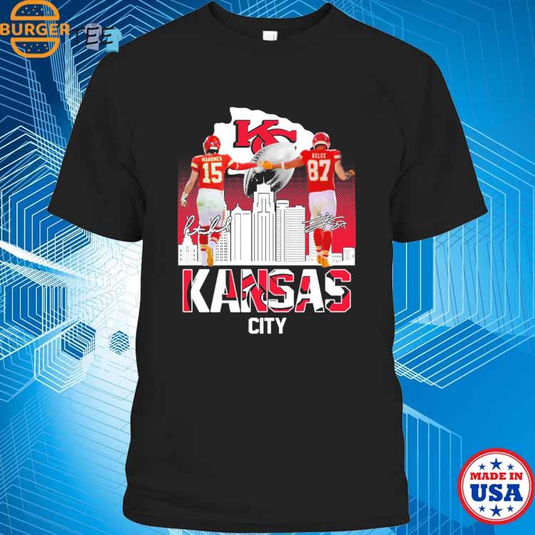 Official kansas City Chiefs Kelce And Mahomes Champions Signatures 2023 T- shirt - 2020 Trending Tees