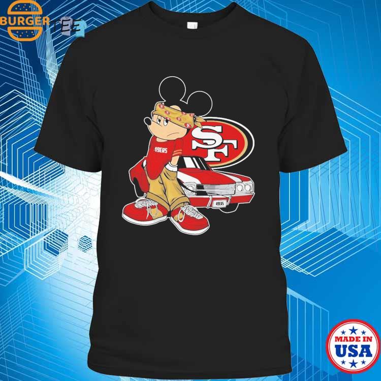 I Love The 49ers Mickey Mouse San Francisco 49ers Women's V-Neck T-Shirt 