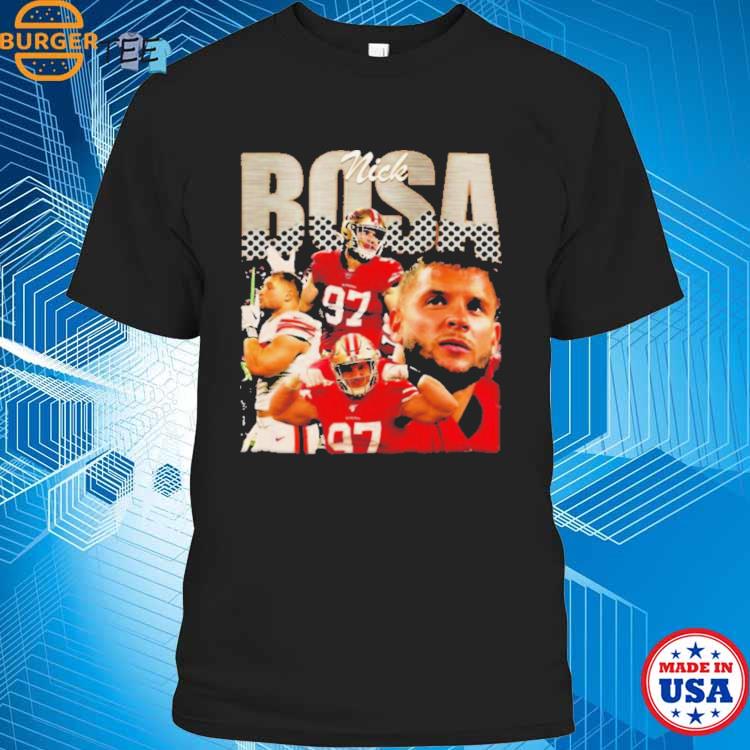 Vintage Nick Bosa T Shirt, 49ers Nick Bosa Football Shirt - Ink In Action