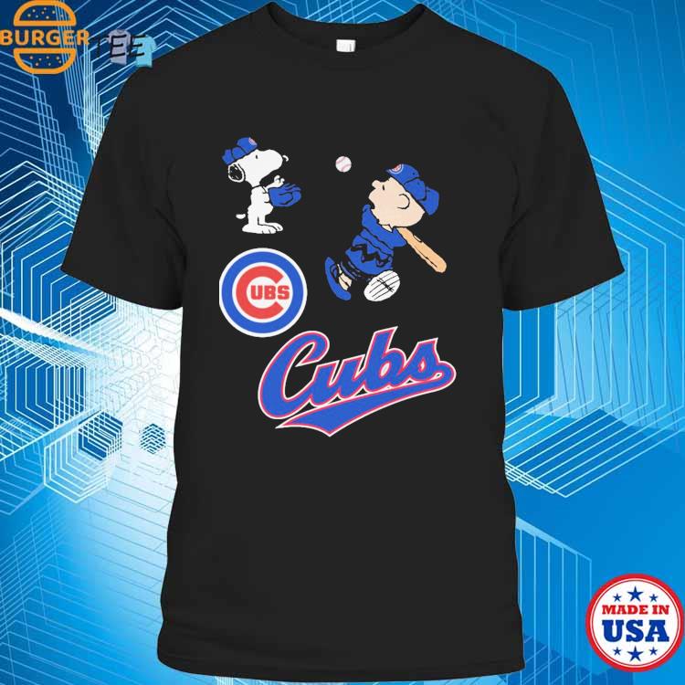 Charlie Brown and Snoopy Chicago Cubs playing baseball shirt