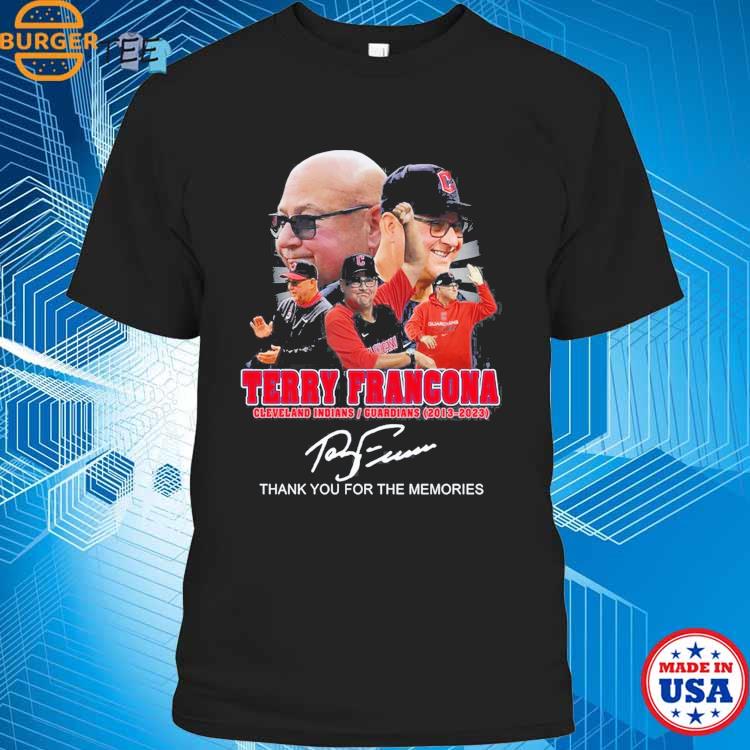 Official terry Francona Cleveland Indians Guardians 2013 – 2023 Thank You  For The Memories T-Shirt, hoodie, sweater, long sleeve and tank top