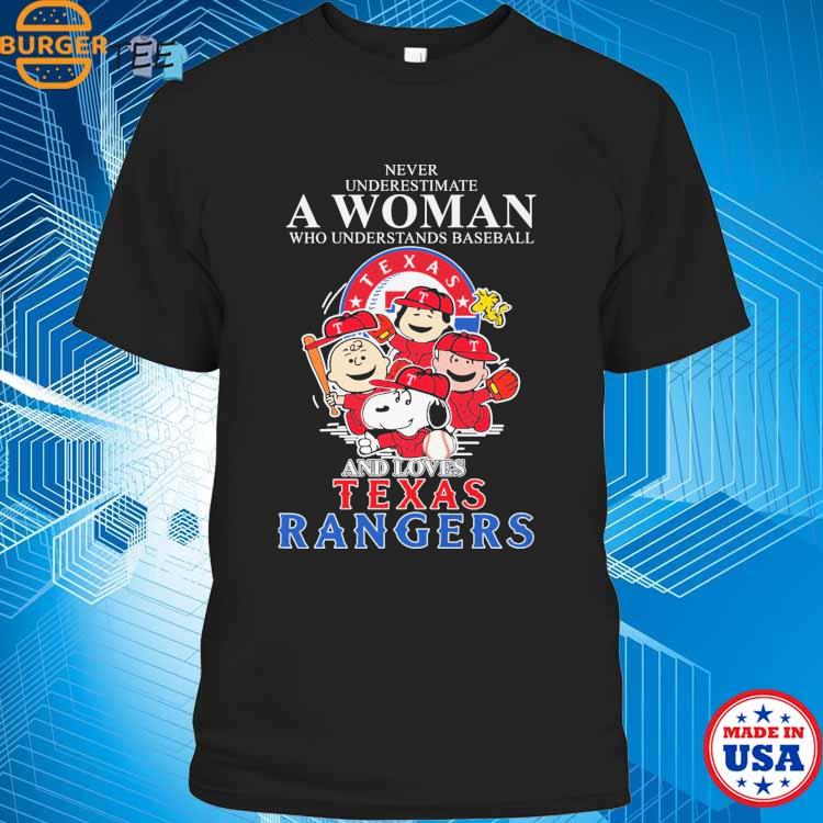 Texas Rangers heart Never underestimate a woman who understands baseball  and loves Rangers shirt, hoodie, sweater, long sleeve and tank top