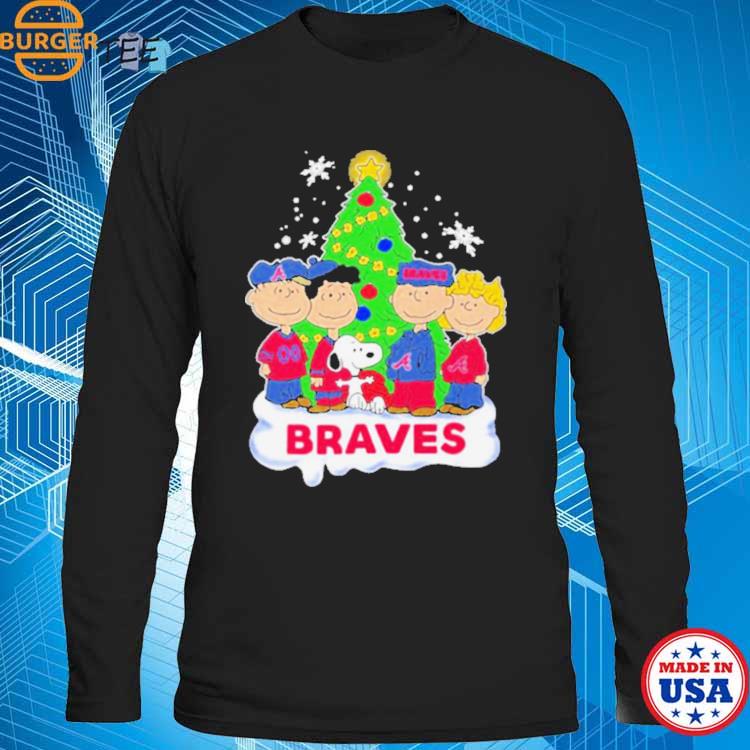 The Peanuts Snoopy And Friends Atlanta Braves Christmas Tree 2023 Shirt