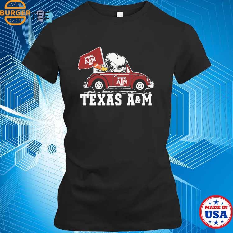 Snoopy and Woodstock driving car Texas A&M shirt - Limotees