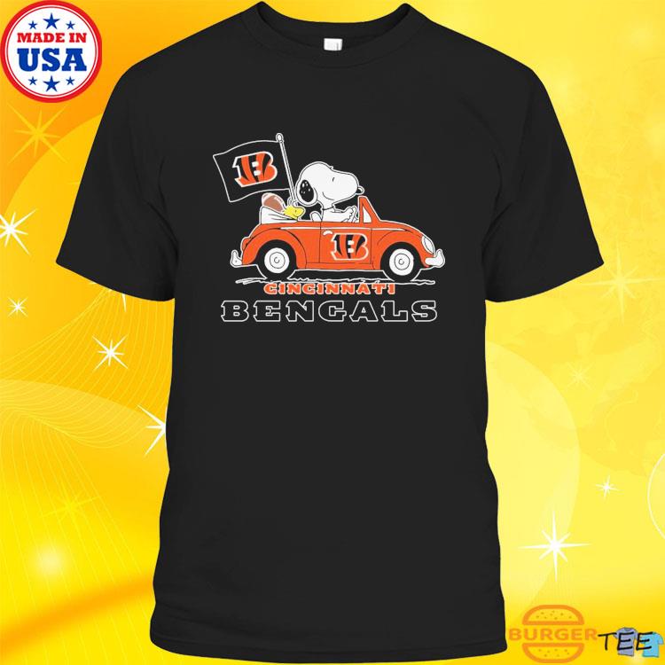 Snoopy And Woodstock Drive Car Bengals Football Shirt