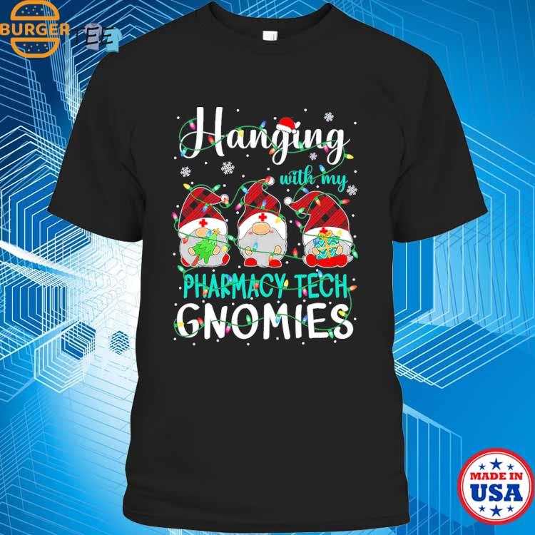 Funny Christmas Gnome Hanging With My Gnomies Nurse Pajamas T-shirt
