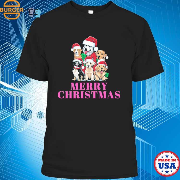 Merry Christmas Merry Dogmas Dogs Santa Hat Dogs On Christmas Christmas Merry C T-shirt