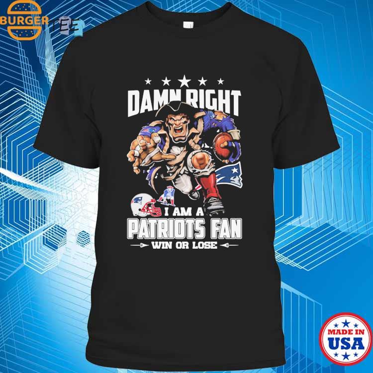 Damn Right I Am New Orleans Saints Fan Win Or Lose Mascot T-Shirt