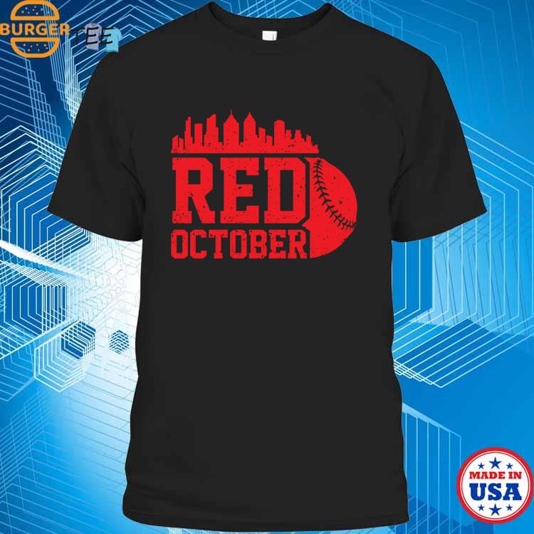  Vintage Red October Philly Philadelphia Baseball T-Shirt :  Sports & Outdoors