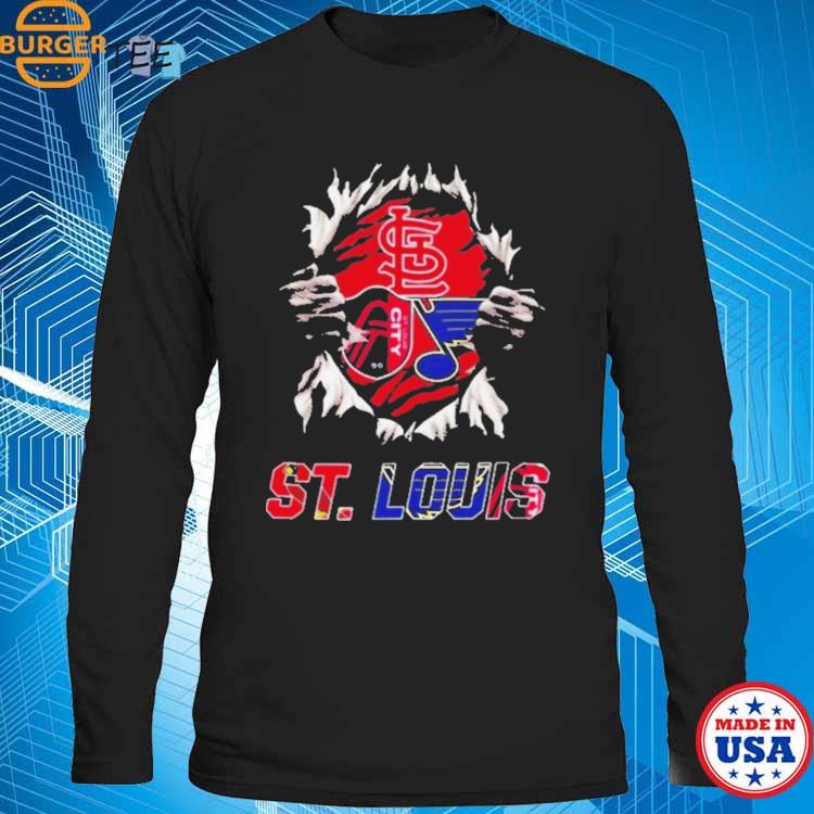 St. Louis Cardinals St. Louis City Sc St. Louis Blues Ripping Tearing  Through Logo Batman Shirt