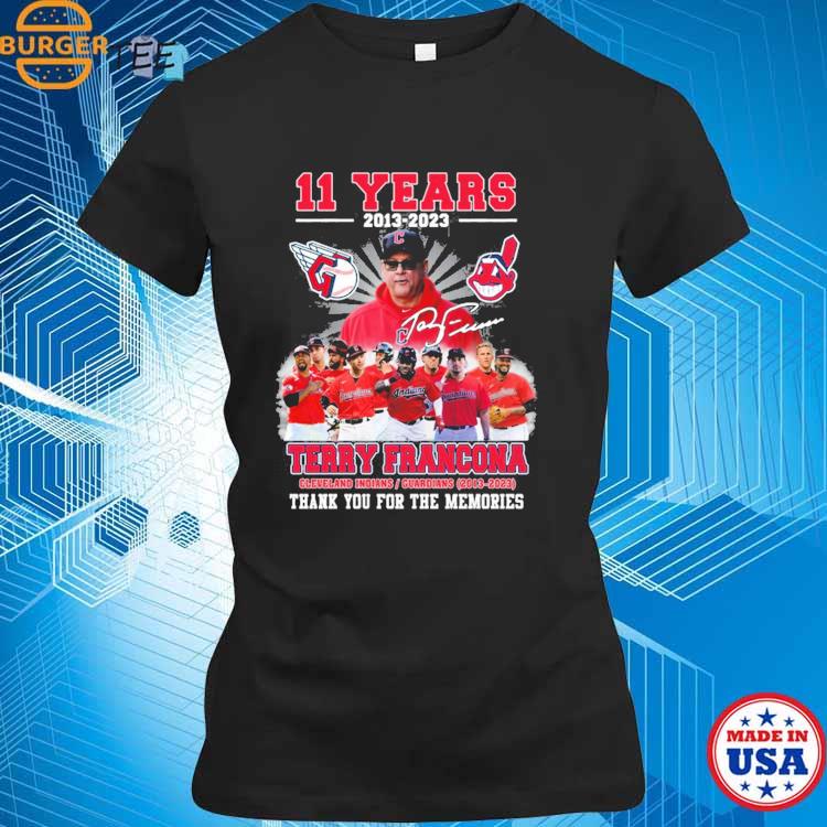 10 Years 2013-2023 Terry Francona Cleveland Indians And Guardians Thank You  For The Memories Shirt, hoodie, sweater, long sleeve and tank top