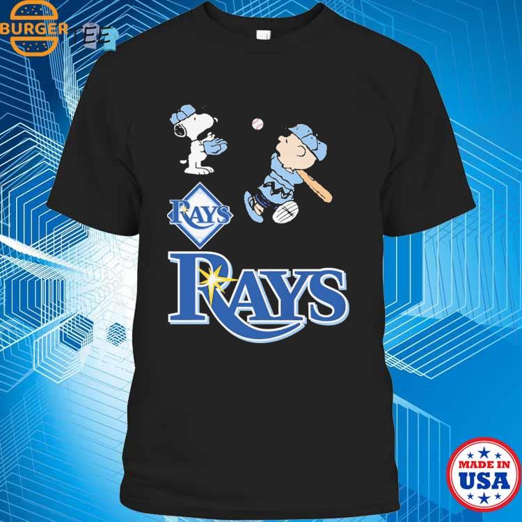 Snoopy and Charlie Brown playing baseball Tampa Bay Rays shirt