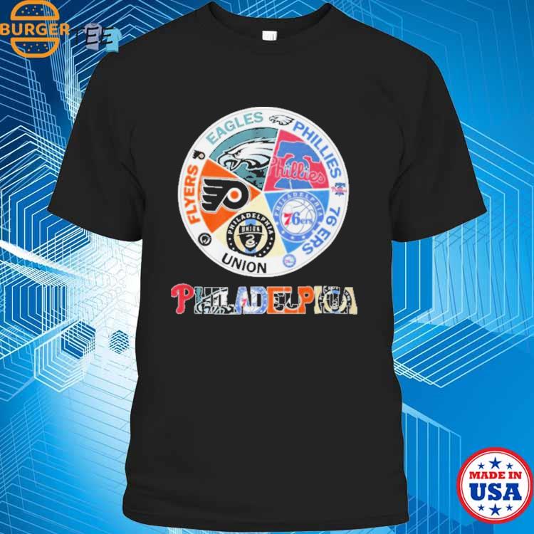 Philadelphia Teams Flyers Eagles Phillies 76 Ers Union T-shirt