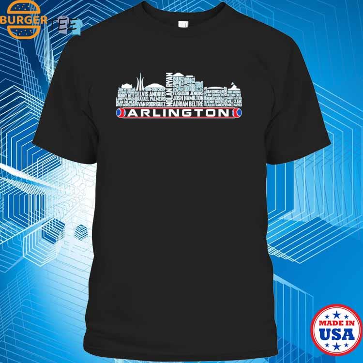 Texas Baseball Team All Time Legends Arlington City Skyline T-shirt