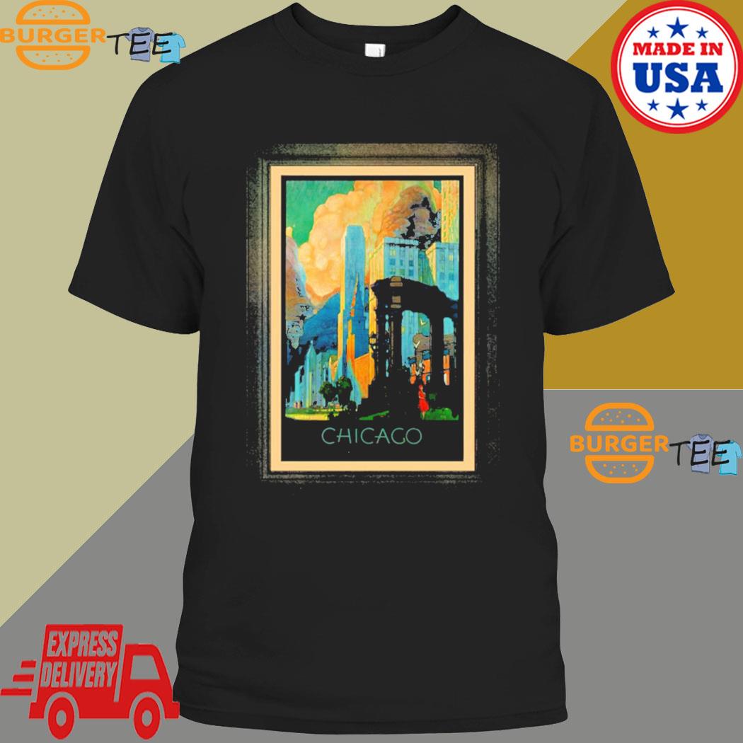 Official art Deco Chicago Vintage Travel Poster T-shirt