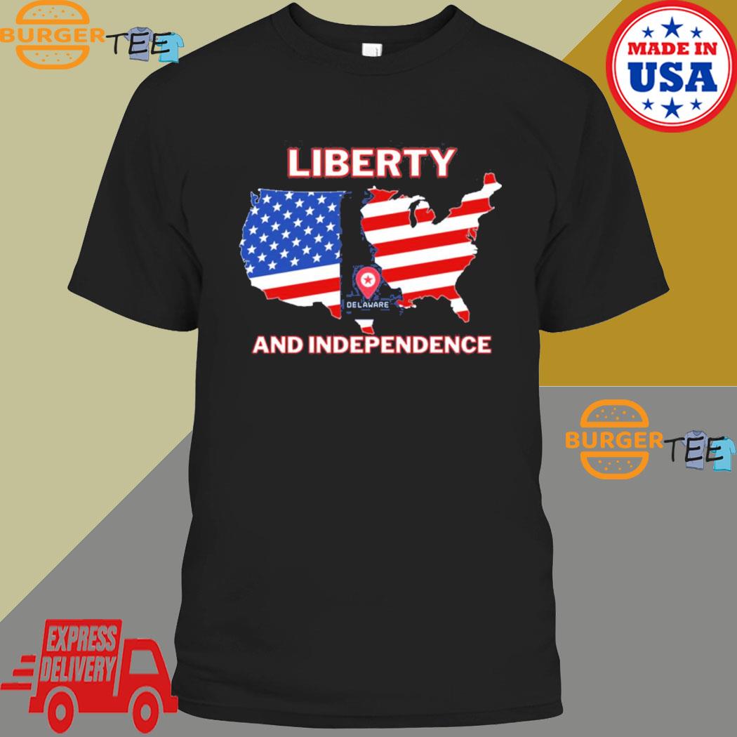 Official liberty And Independence America Map And Flag T-shirt