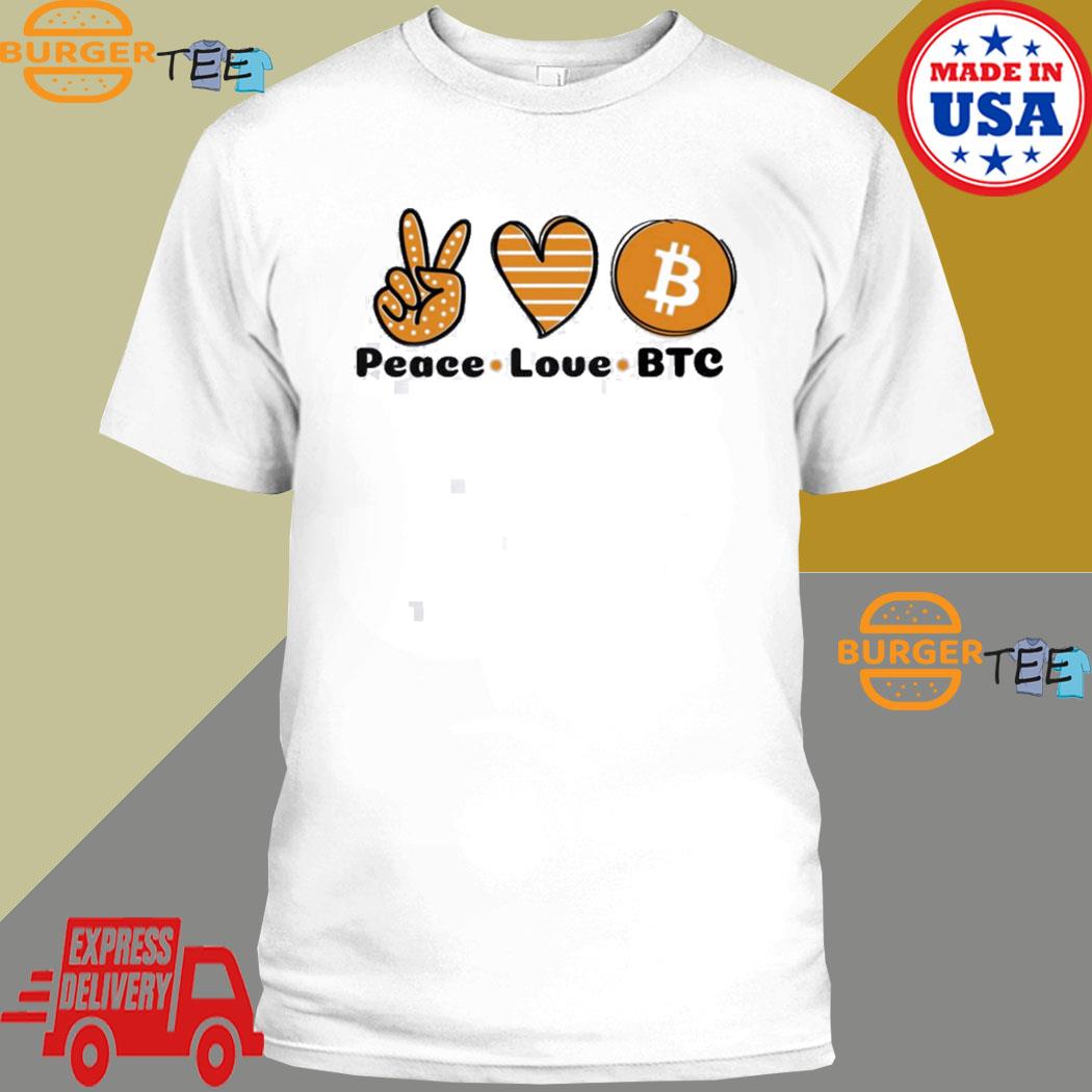 Official peace Love Bitcoin In Orange T-shirt