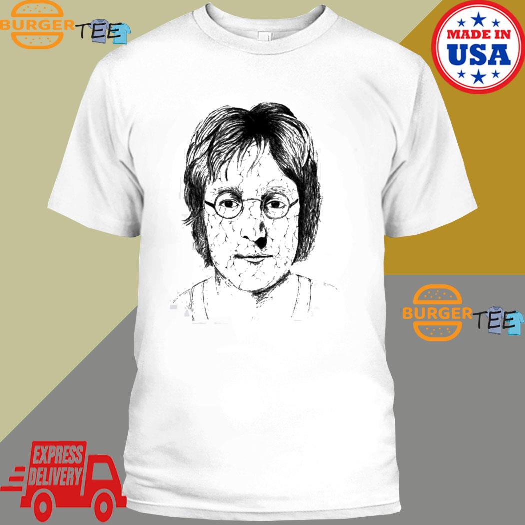 Official poor John Lennon Black Portrait Pen Drawing T-shirt