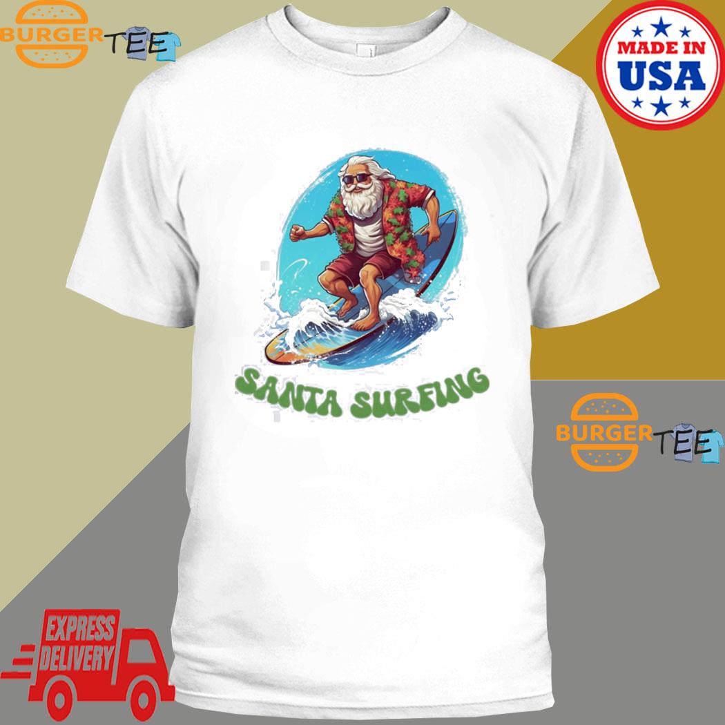 Official santa Surfing In The Summer Merry Christmas 2023 T-shirt