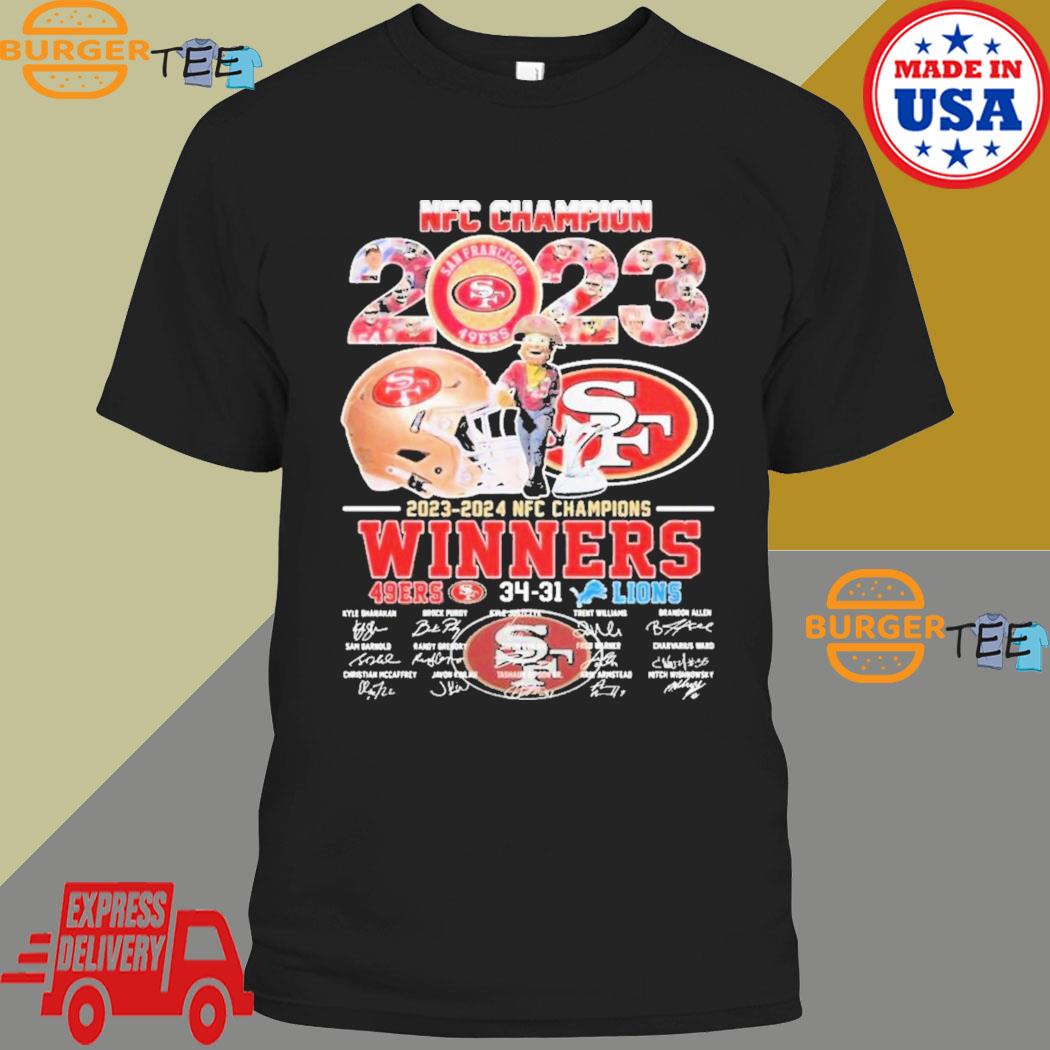 2023 – 2024 Nfc Champions Winners San Francisco 49ers 34 – 31 Detroit Lions Signatures T-shirt